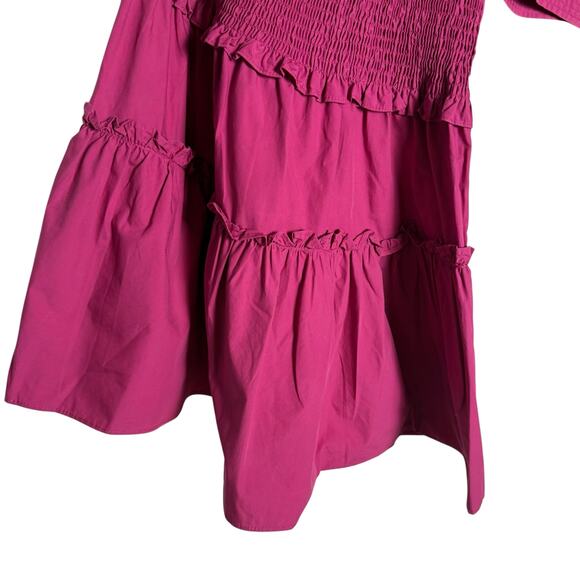 En Saison Celia Pink One Shoulder Puff Sleeve Smocked Mini Dress Size Medium - Picture 7 of 11
